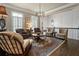 Elegant living room with comfortable seating, hardwood floors, and a view of the upper level at 9056 Riverbend Mnr, Alpharetta, GA 30022