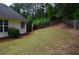 A view of a grassy backyard with a wooden privacy fence at 282 Ellesmere Court, Buford, GA 30518