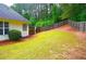 Large backyard featuring healthy lawn and a wooden fence, offering a private outdoor space at 282 Ellesmere Court, Buford, GA 30518