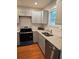 Modern kitchen with granite countertops, gray cabinets, and stainless steel appliances at 4075 Sw Fairburn Sw Ave, Atlanta, GA 30331