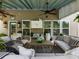 Spacious covered patio with a full seating arrangement, perfect for entertaining and enjoying the outdoor views at 6215 Barley Sq, Sugar Hill, GA 30518