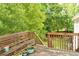 Wooden back deck overlooking a lush green backyard with mature trees at 68 Paradise Pointe, Douglasville, GA 30134