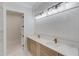Modern bathroom with double vanity, stylish lighting fixtures and plenty of counter space at 3205 Bold Springs Rd, Dacula, GA 30019