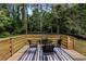 Outdoor dining set on the wooden deck provides an ideal space for relaxation amid nature at 4134 Burgess Dr, Decatur, GA 30035