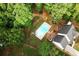 Stunning aerial view of a private backyard oasis, complete with an in-ground pool and deck at 1020 Travitine Trl, Loganville, GA 30052