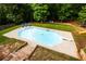 Gorgeous in-ground pool surrounded by lush greenery, creating a private outdoor retreat at 1020 Travitine Trl, Loganville, GA 30052