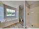 Bathroom featuring a soaking tub, shower and large window that lets in plenty of natural light at 10961 Big Sky Dr, Hampton, GA 30228