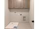 Functional laundry room with storage cabinets and connections, creating an efficient space for laundry tasks at 3066 Reserve Ct Sw, Conyers, GA 30094