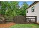 Fenced backyard with direct access to the house and views of surrounding woods at 131 Forsyth Park Ln, Woodstock, GA 30188
