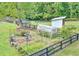 A charming garden features a water fountain and greenhouse enclosed by a black fence at 2203 Arbor Hill Rd, Canton, GA 30115