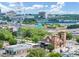 An aerial view of a neighborhood showcases a church and surrounding businesses within a vibrant urban setting at 701 Pryor Sw St # 5, Atlanta, GA 30315