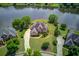 Stunning aerial view of a luxurious home with lush landscaping, lake view, and a private driveway at 1608 Mulberry Lake Dr, Dacula, GA 30019
