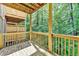 Lovely covered wooden deck overlooking lush green foliage and nature at 2173 Pebble Beach Dr, Lawrenceville, GA 30043