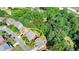 Overhead view of a house with a gray roof, surrounding green lawn and a pond nearby at 4885 Maristone Landing Way, Cumming, GA 30040