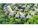 A neighborhood aerial shot with well-maintained lawns and a variety of home styles at 4885 Maristone Landing Way, Cumming, GA 30040