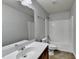 Bathroom featuring a single sink, toilet, bathtub and shower at 4885 Maristone Landing Way, Cumming, GA 30040