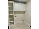 Functional laundry room featuring built-in storage cabinets and shelves at 4050 Sierra Vista Cir, Cumming, GA 30040