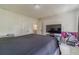 Cozy bedroom features neutral carpet, large screen television, and is brightly lit at 4367 Cedar Wood Sw Dr, Lilburn, GA 30047