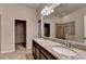 Bright bathroom featuring double granite sinks, a large mirror, and separate access to a walk-in closet at 3123 Cross Creek Dr, Cumming, GA 30040
