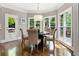 Bright breakfast nook features hardwood floors, modern pendant lighting, and scenic outdoor views at 330 Broad Leaf Ct, Johns Creek, GA 30022