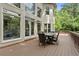 Expansive outdoor deck with dining table and chairs is perfect for entertaining amidst lush greenery at 330 Broad Leaf Ct, Johns Creek, GA 30022