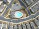 Aerial photograph of neighborhood amenities including a pool, playground and clubhouse at 1309 Bennett Creek Ovlk, Suwanee, GA 30024