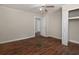 Bedroom with hardwood floors and closet at 6296 Longino Drive, Union City, GA 30291