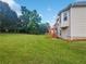 Spacious backyard with a large lawn area and mature trees surrounding the property at 4335 Northwind Dr, Ellenwood, GA 30294