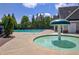 Community pool with a mushroom fountain feature and several tall trees in the background at 2951 Edgewater St, South Fulton, GA 30331