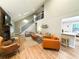 Bright and airy living room with high ceilings, a fireplace, and a staircase at 3205 Brandywine Nw Pl, Marietta, GA 30064