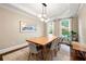 Dining room featuring stylish lighting, a large table and views to the wooded backyard at 3714 Westbrooke Ne Cir, Brookhaven, GA 30319