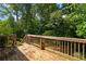 A wood deck with railings overlooks a green backyard space, perfect for outdoor relaxation and entertaining at 131 Lively St, Norcross, GA 30071