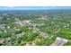 An elevated aerial view of property circled in red close to the city at 110 Barnesdale Ter, Woodstock, GA 30188