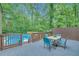 Outdoor patio with blue table and chairs overlooking a refreshing pool, perfect for relaxation at 2505 Oakrill Rd, Marietta, GA 30062