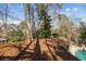 Backyard view of pool from wooded lot at 6300 Mountain Brook Ln, Atlanta, GA 30328