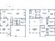 Detailed two-story floor plan with dimensions for rooms including the kitchen, living room, bedrooms, and garage at 133 Canal St, Hampton, GA 30228