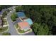 Aerial shot of community pool, tennis courts, and playground with lush surroundings at 7520 Ledgewood Way, Suwanee, GA 30024