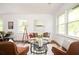 Sunlit living room boasts neutral walls, hardwood floors, and stylish furnishings at 1678 Capistrana Pl, Decatur, GA 30032