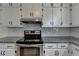 Close up of kitchen featuring stainless steel oven, granite countertops and subway tile backsplash at 4278 Trotters Ln, Auburn, GA 30011