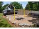 Community playground with swings, a covered seating area, and a natural rock border at 220 Galesburg Dr, Lawrenceville, GA 30044