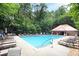 Community pool surrounded by lounge chairs and lush greenery, perfect for relaxation and recreation at 989 Brownstone Ln # 16, Marietta, GA 30008