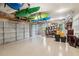 Spacious garage with storage and multiple kayaks hanging from the ceiling at 2840 Astoria Ave, Cumming, GA 30040