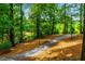 Gravel path leading to the pond, surrounded by a lush forest and a variety of trees at 2006 Towneship Trl, Roswell, GA 30075
