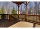 Covered wood deck with railing and trees at 2006 Towneship Trl, Roswell, GA 30075