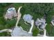 An aerial view showcasing beautiful homes, meticulously landscaped yards, and a serene pool area within a peaceful community at 414 Candler Trl, Canton, GA 30115