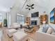 Bright living room boasts vaulted ceilings, fireplace, hardwood floors, and comfortable seating for relaxing and entertaining at 414 Candler Trl, Canton, GA 30115