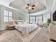 Serene main bedroom with trey ceiling, plantation shutters, and a cozy atmosphere at 414 Candler Trl, Canton, GA 30115