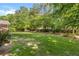 Spacious backyard with mature trees and a lush lawn perfect for outdoor entertaining at 2785 Fontainebleau Dr, Dunwoody, GA 30360