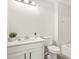 Bright bathroom featuring single sink vanity with white cabinets and modern finishes at 6571 Splitpine Ct, Atlanta, GA 30349