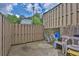 Fenced patio with chairs and ladder, offering a private outdoor space at 1150 Rankin St # 19O, Stone Mountain, GA 30083